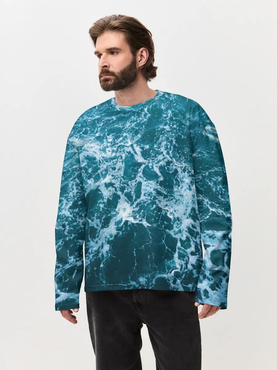 Camiseta de manga larga de algodón extragrande para hombre