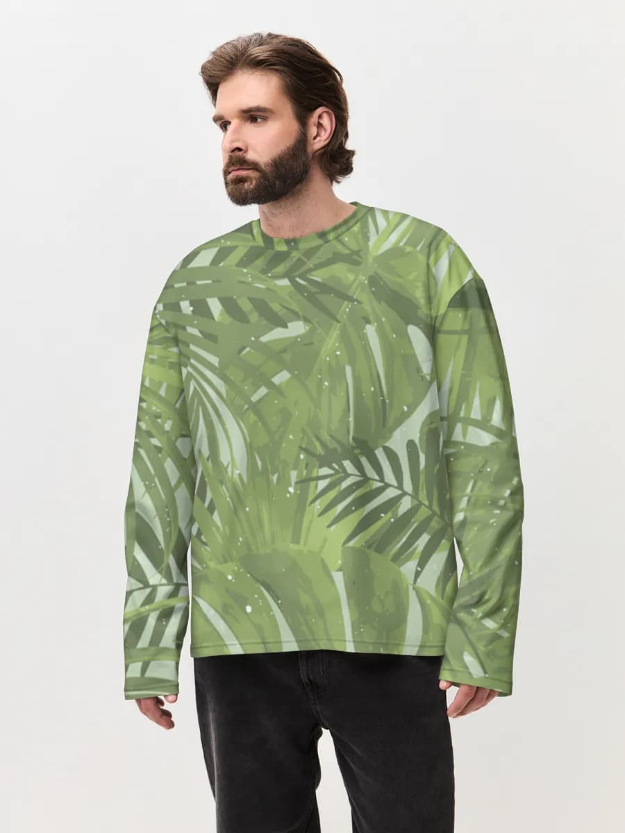 Camiseta de manga larga de algodón extragrande para hombre