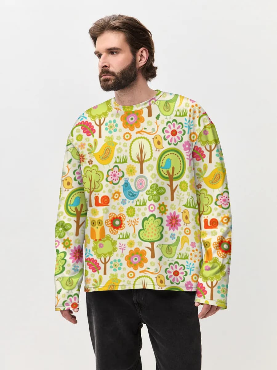 Herren Oversized Baumwoll Langarmshirt