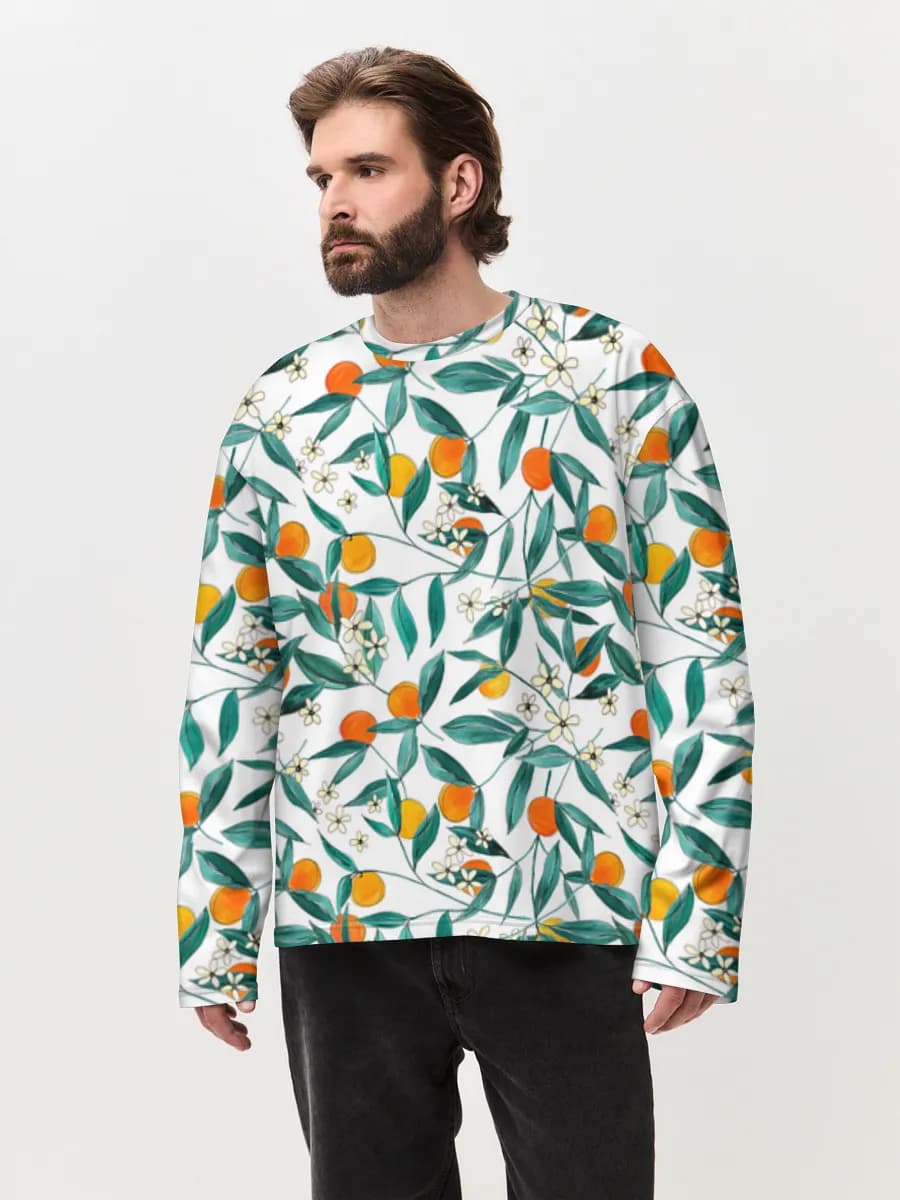 Camiseta de manga larga de algodón extragrande para hombre