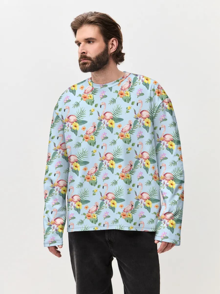 Herren Oversized Baumwoll Langarmshirt