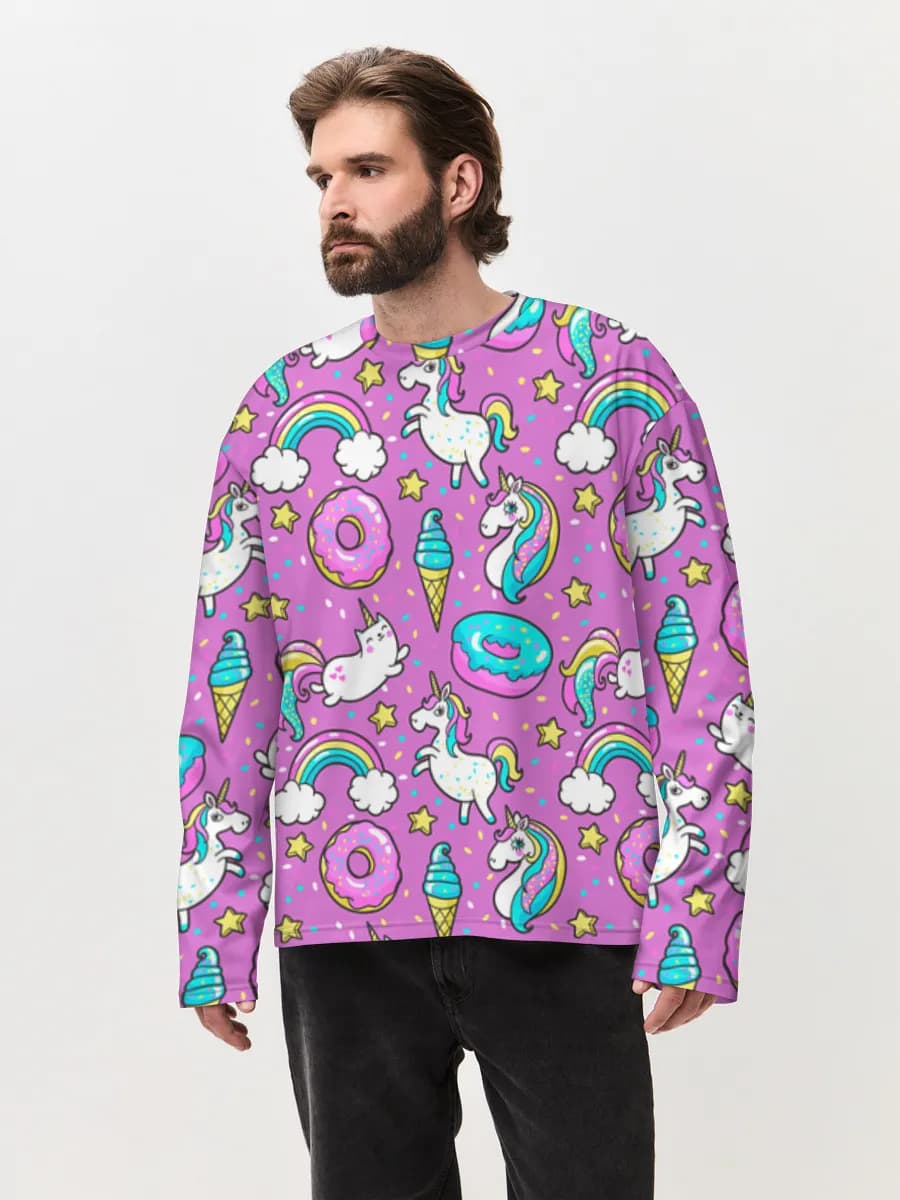 Herren Oversized Baumwoll Langarmshirt
