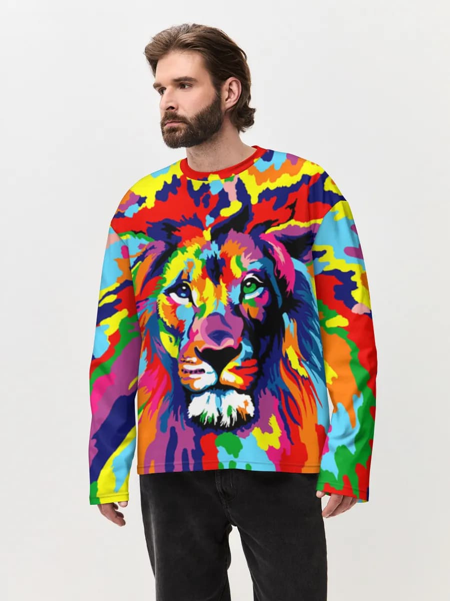 Camiseta de manga larga de algodón extragrande para hombre