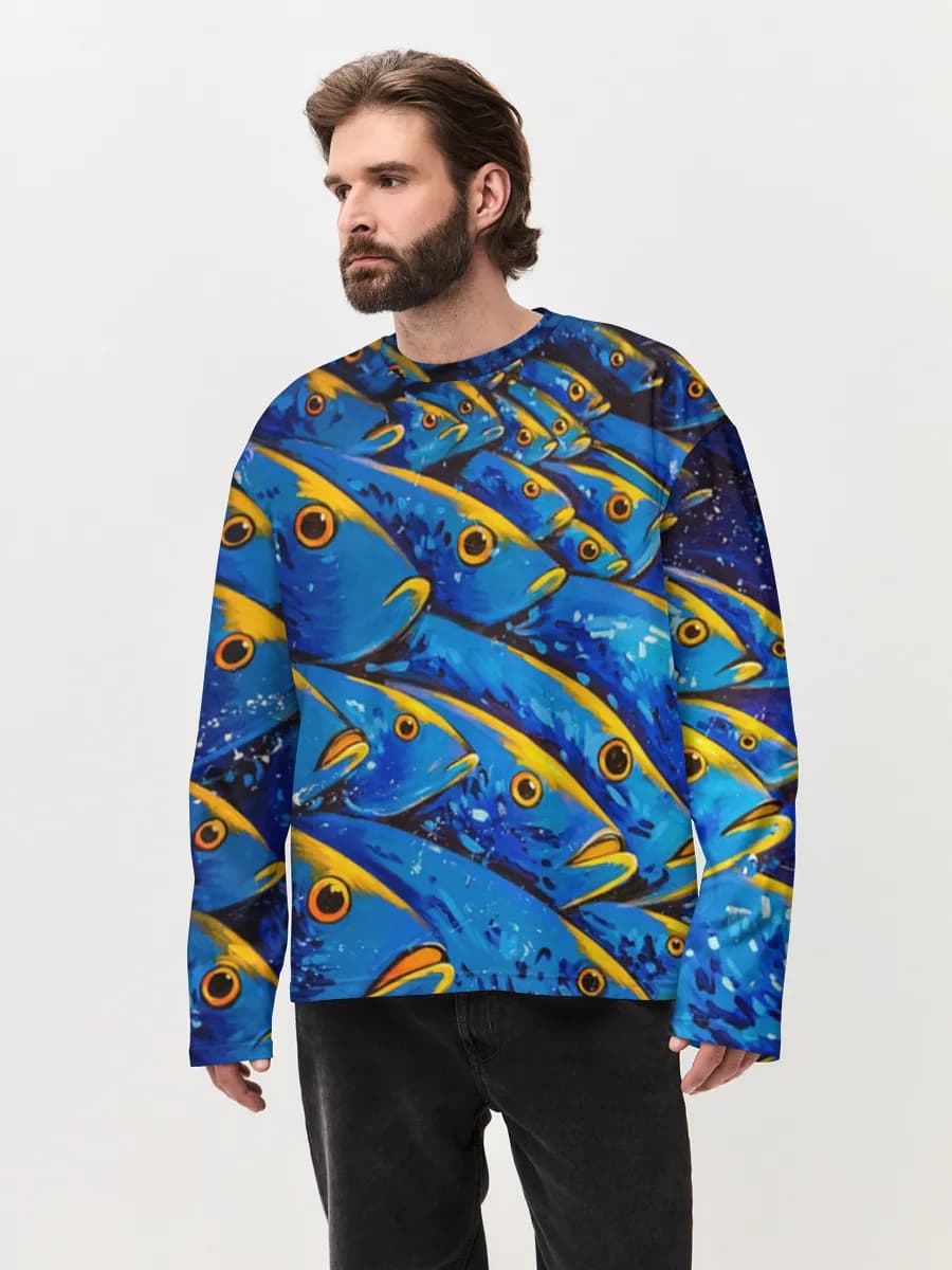 Camiseta de manga larga de algodón extragrande para hombre