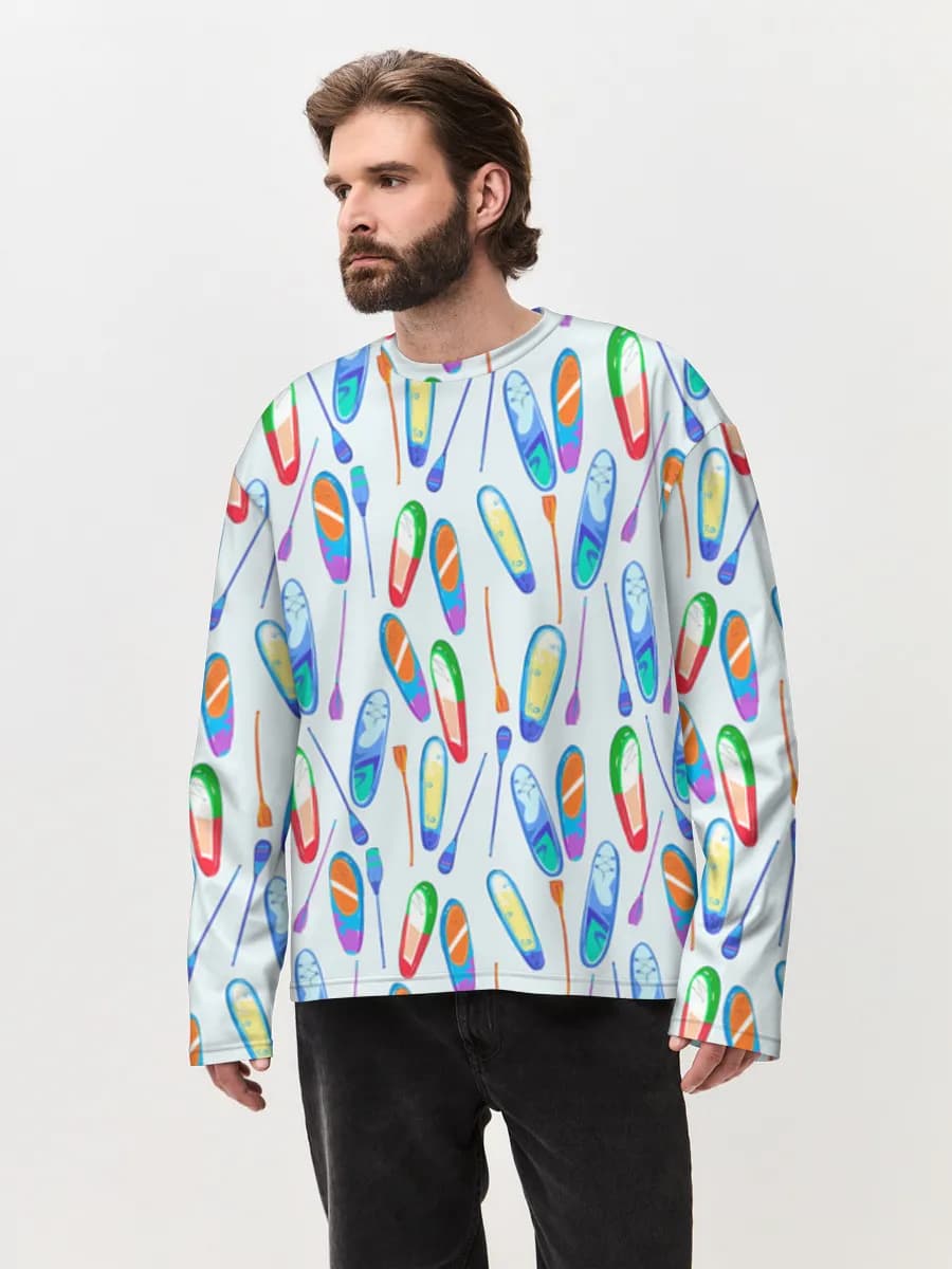 Camiseta de manga larga de algodón extragrande para hombre