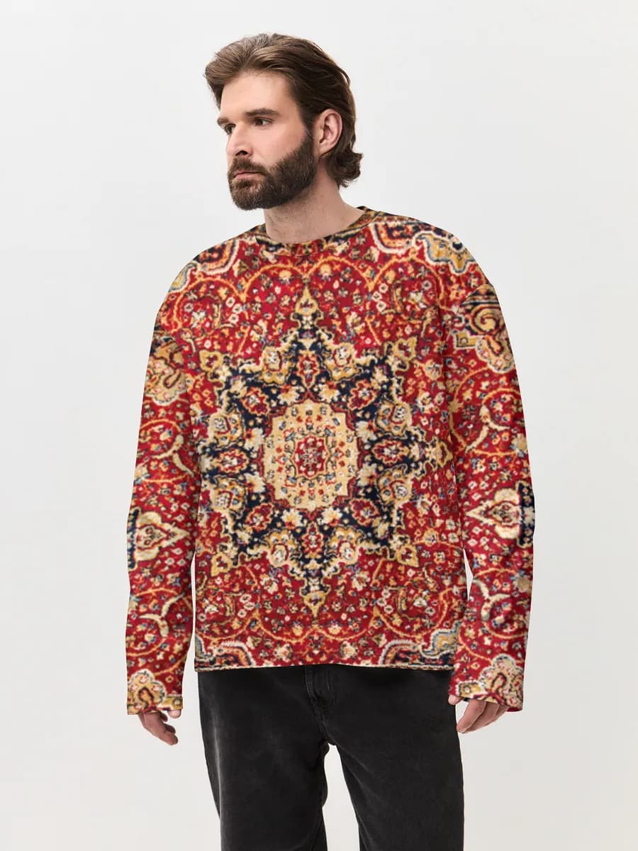 Herren Oversized Baumwoll Langarmshirt