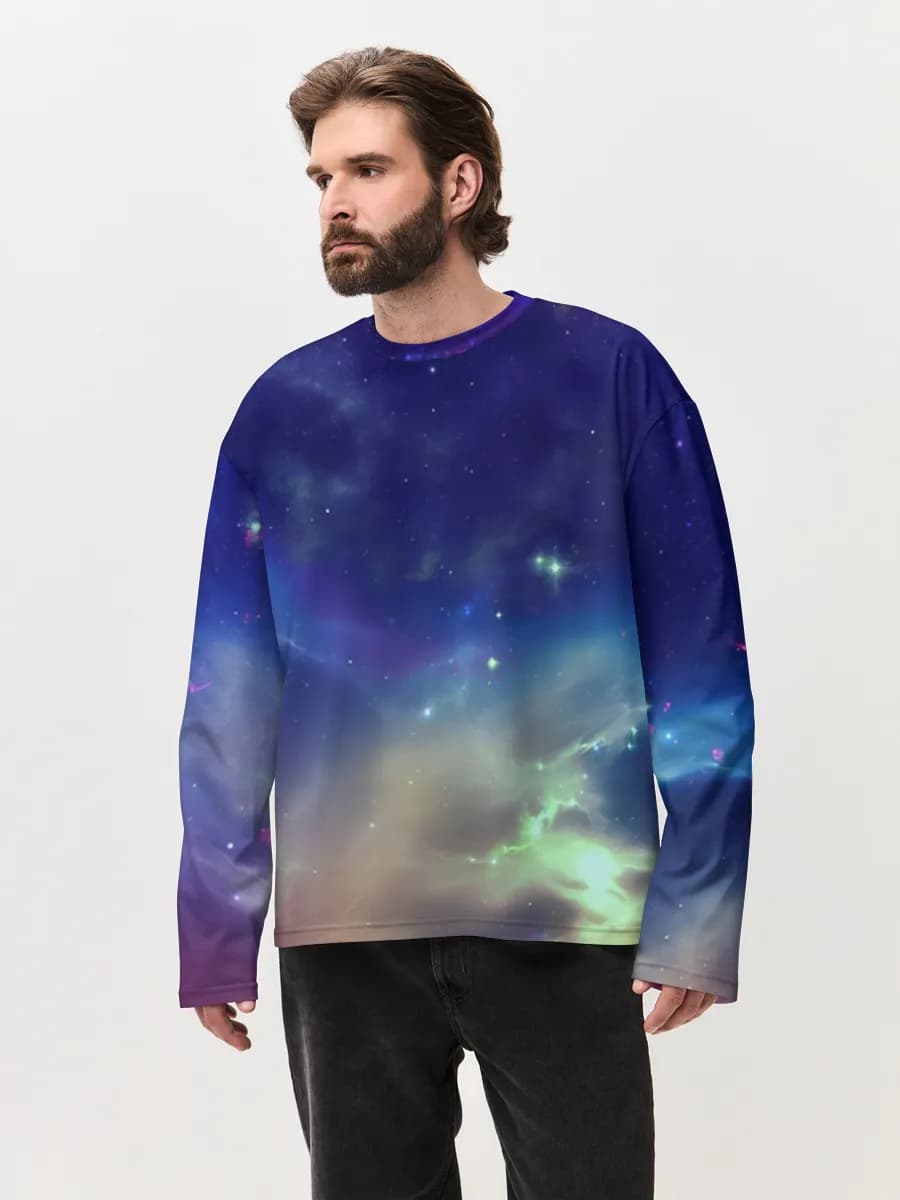 Herren Oversized Baumwoll Langarmshirt