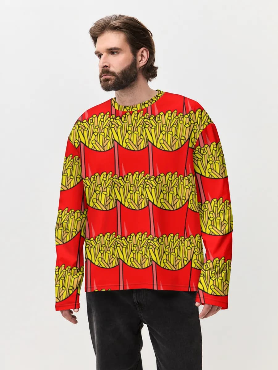 Camiseta de manga larga de algodón extragrande para hombre