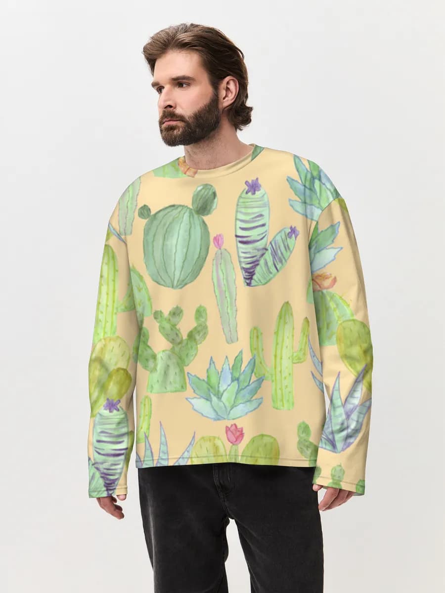 Camiseta de manga larga de algodón extragrande para hombre