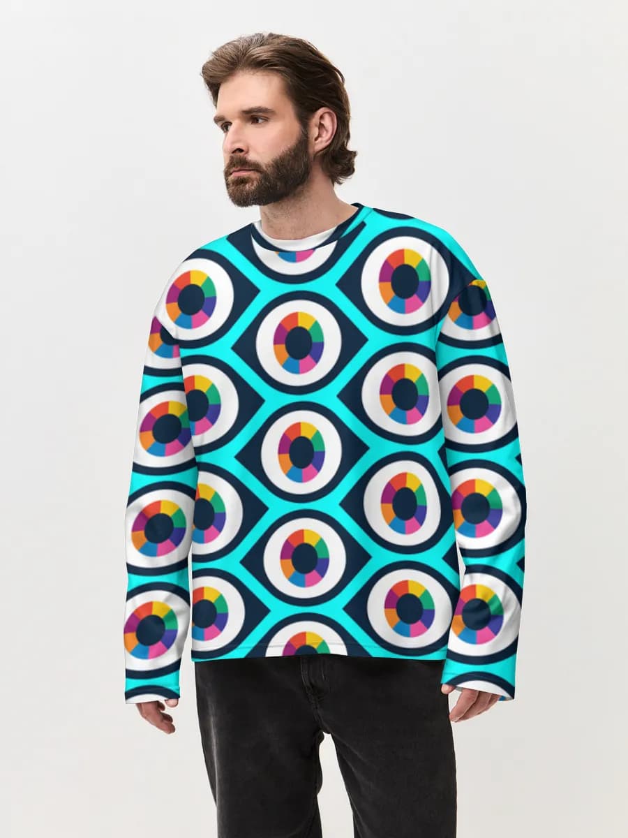 Herren Oversized Baumwoll Langarmshirt