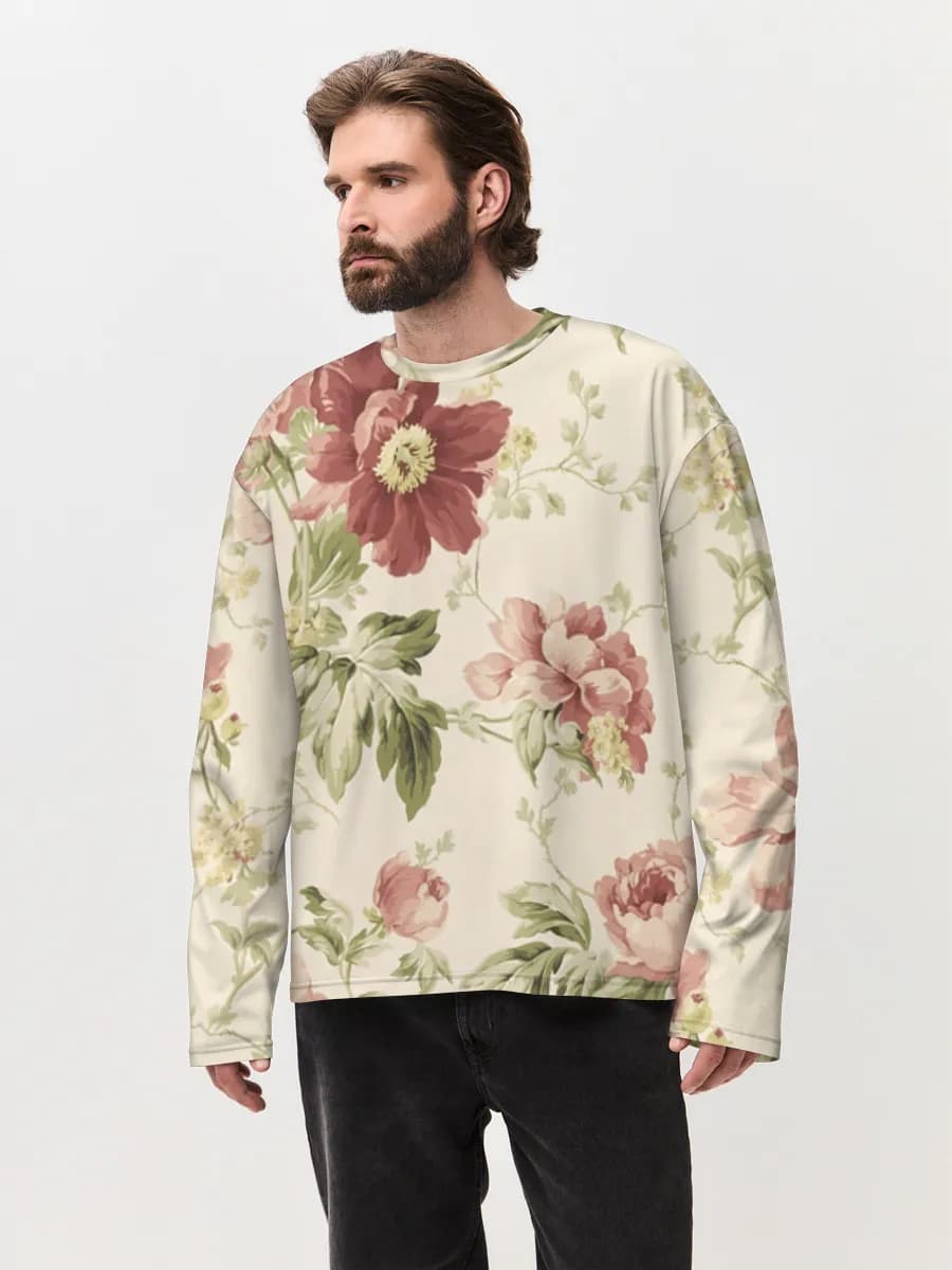 Camiseta de manga larga de algodón extragrande para hombre