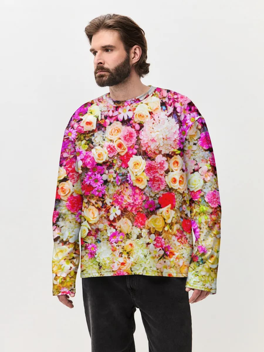 Camiseta de manga larga de algodón extragrande para hombre