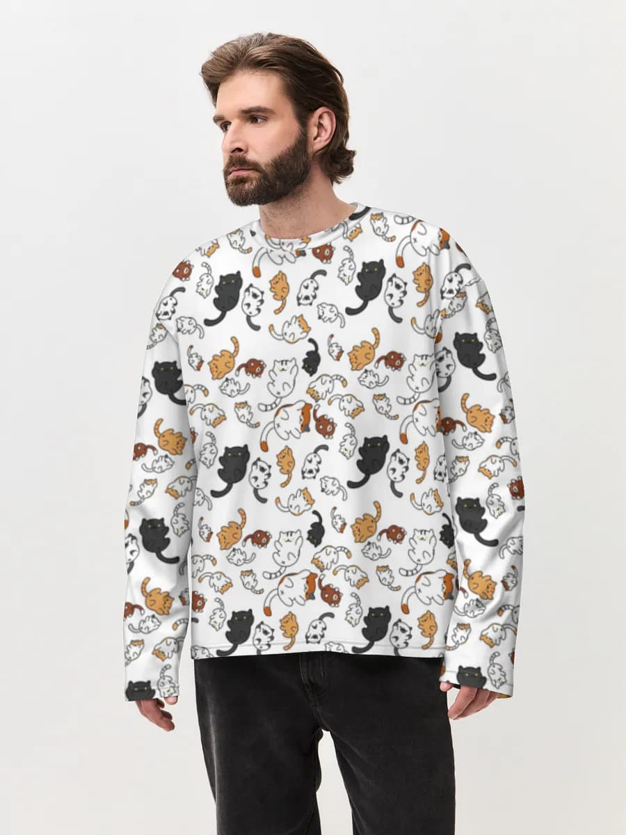 Camiseta de manga larga de algodón extragrande para hombre