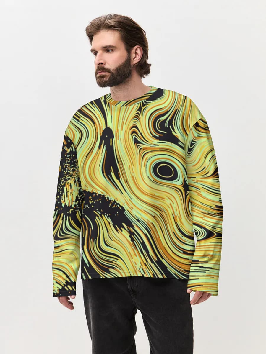 Camiseta de manga larga de algodón extragrande para hombre