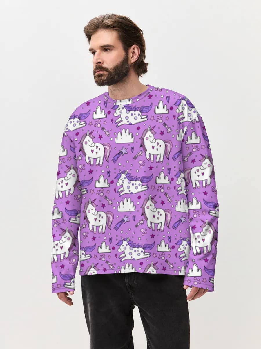 Herren Oversized Baumwoll Langarmshirt