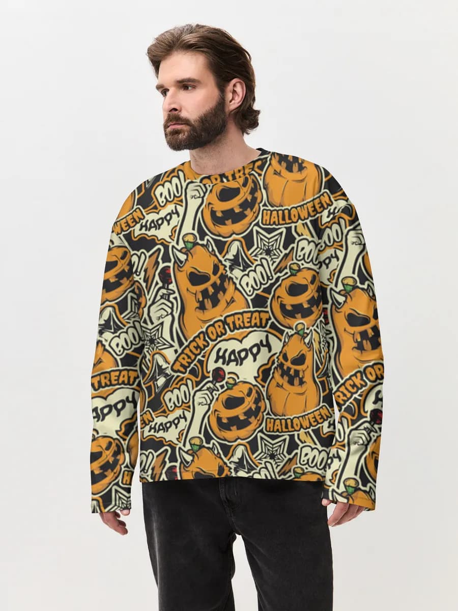 Camiseta de manga larga de algodón extragrande para hombre
