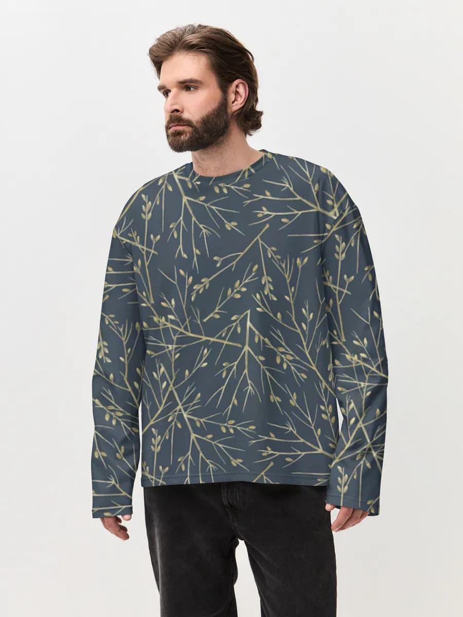 Camiseta de manga larga de algodón extragrande para hombre