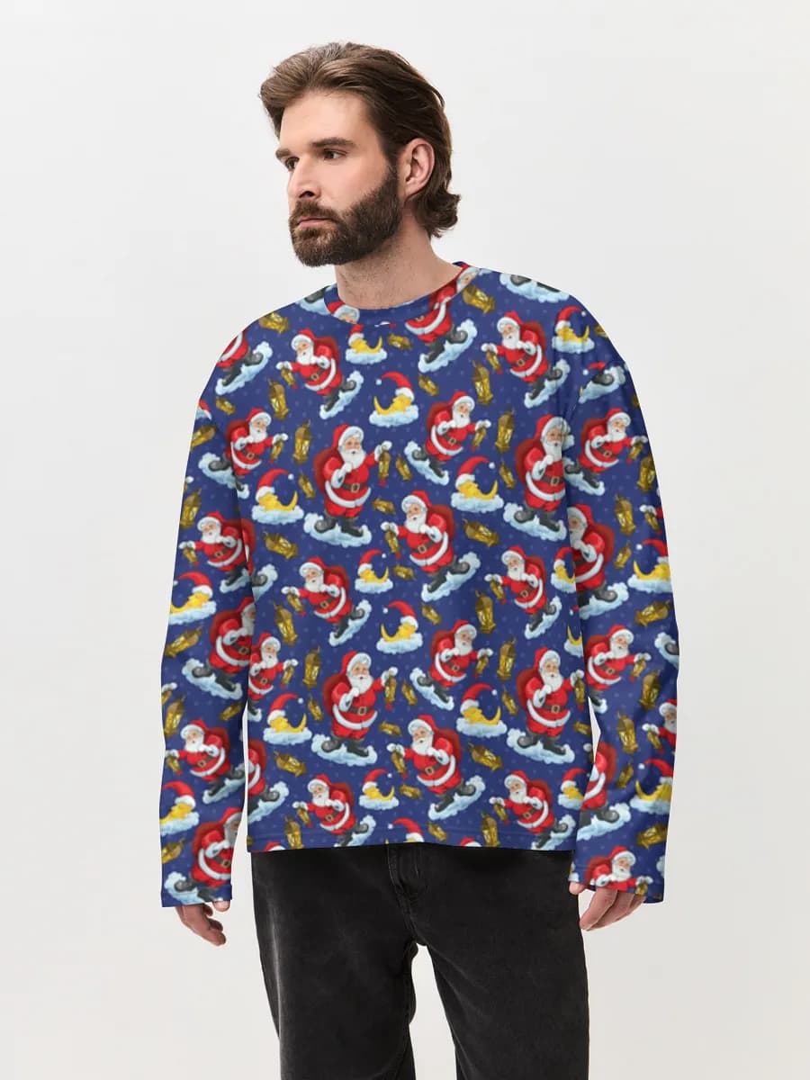 Herren Oversized Baumwoll Langarmshirt