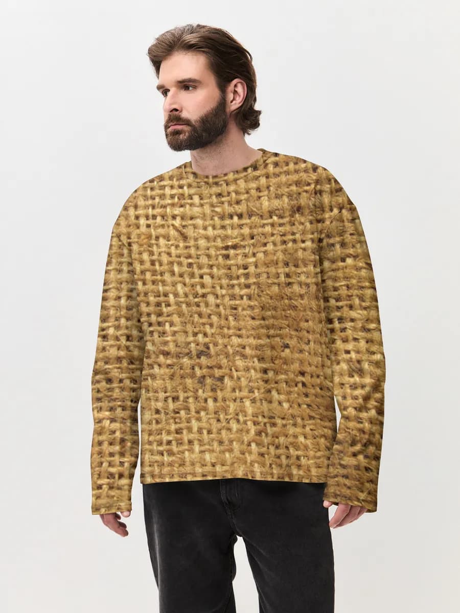 Herren Oversized Baumwoll Langarmshirt