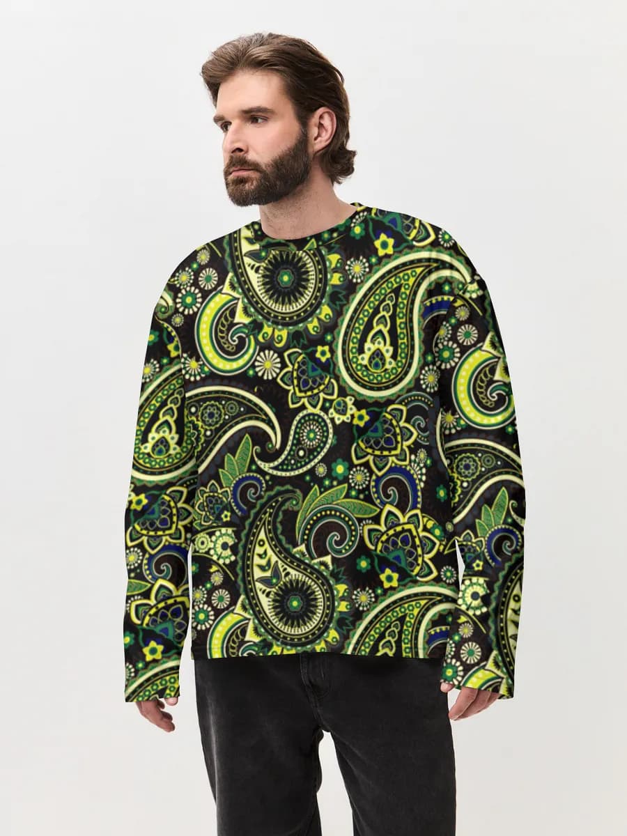 Herren Oversized Baumwoll Langarmshirt