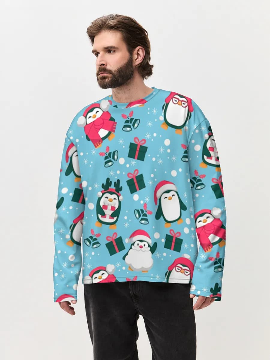 Camiseta de manga larga de algodón extragrande para hombre