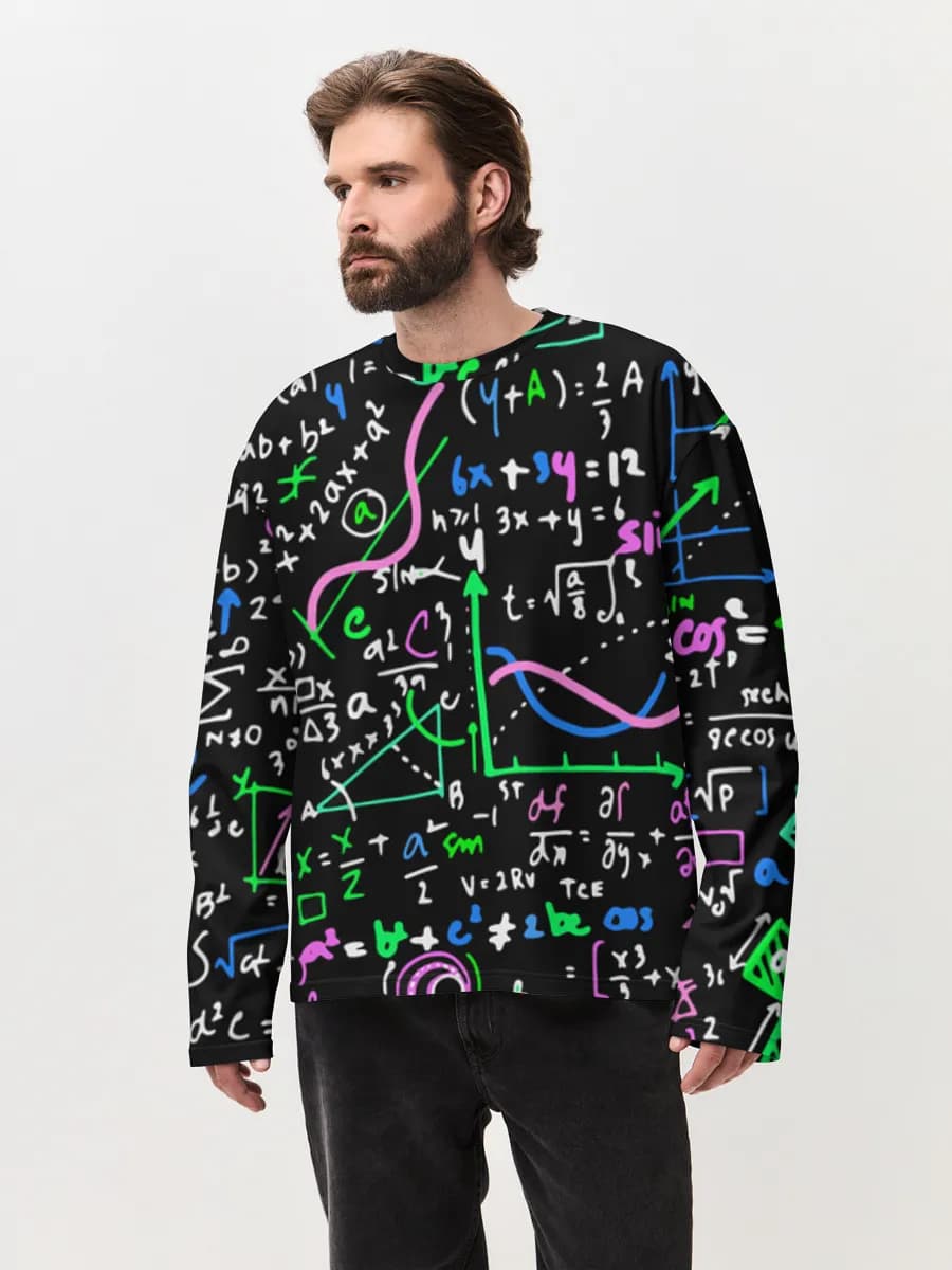 Herren Oversized Baumwoll Langarmshirt