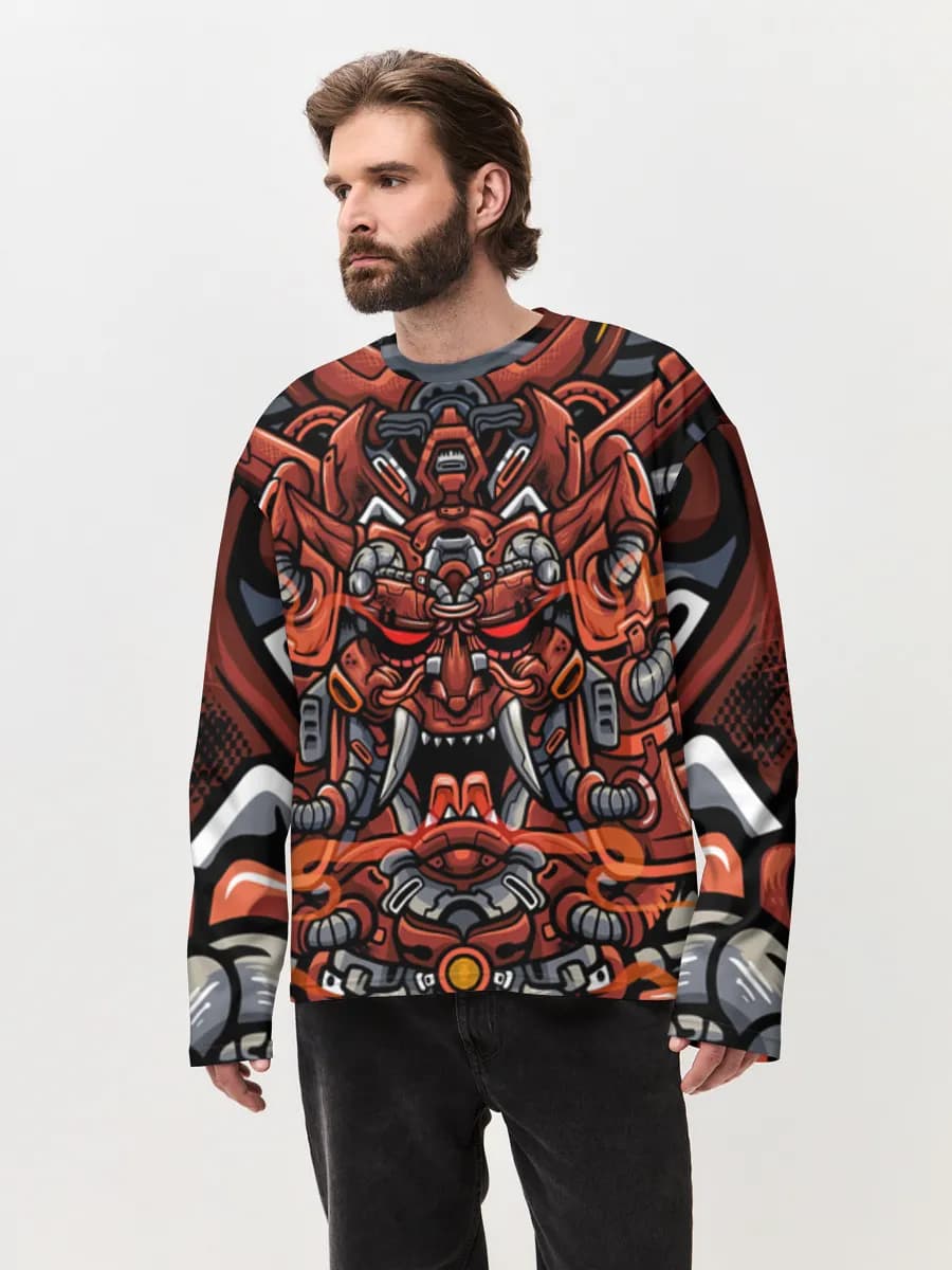 Herren Oversized Baumwoll Langarmshirt