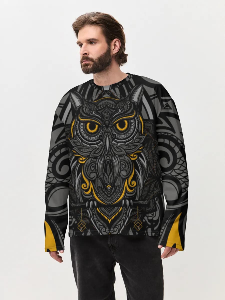 Herren Oversized Baumwoll Langarmshirt