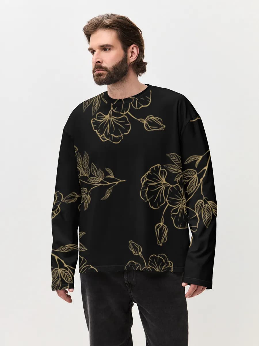 Herren Oversized Baumwoll Langarmshirt