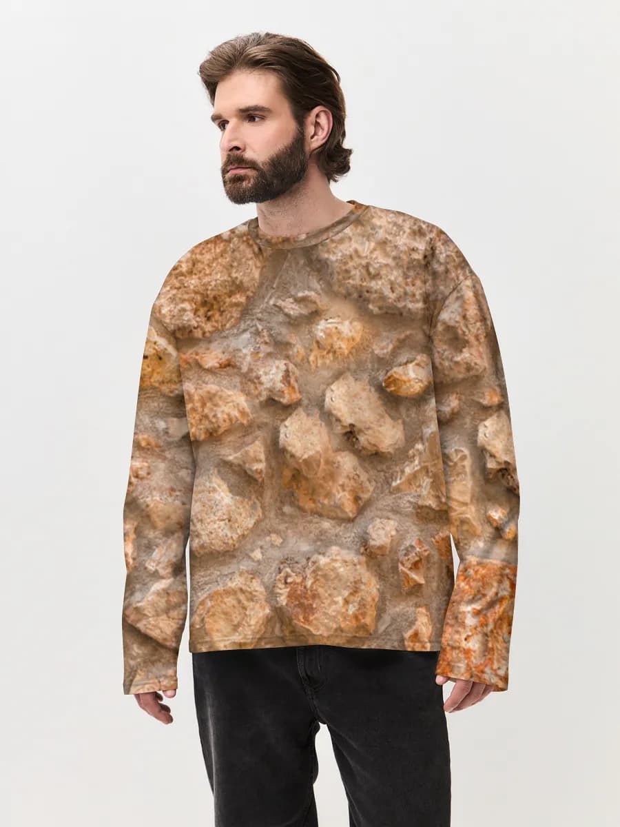 Herren Oversized Baumwoll Langarmshirt