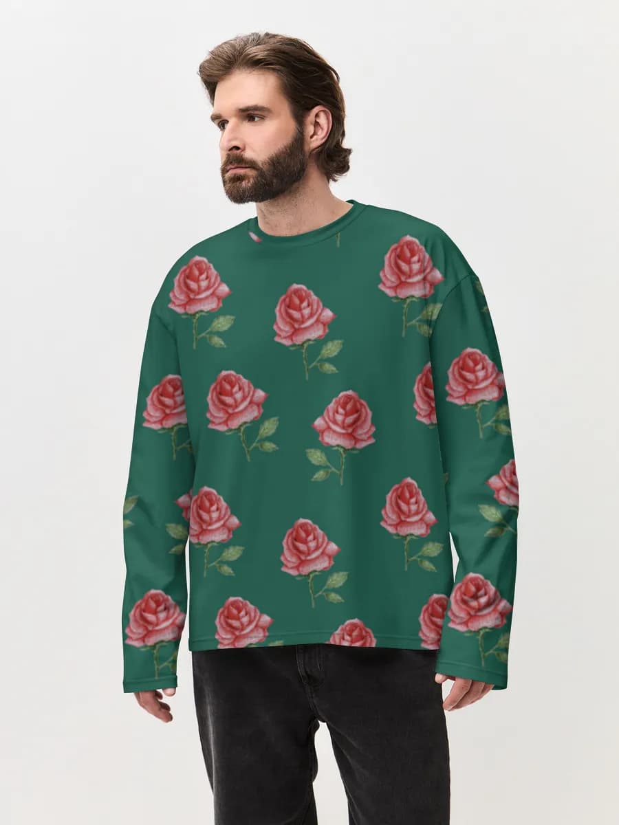Herren Oversized Baumwoll Langarmshirt