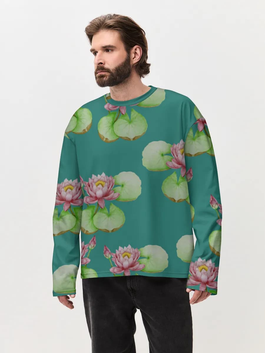 Camiseta de manga larga de algodón extragrande para hombre