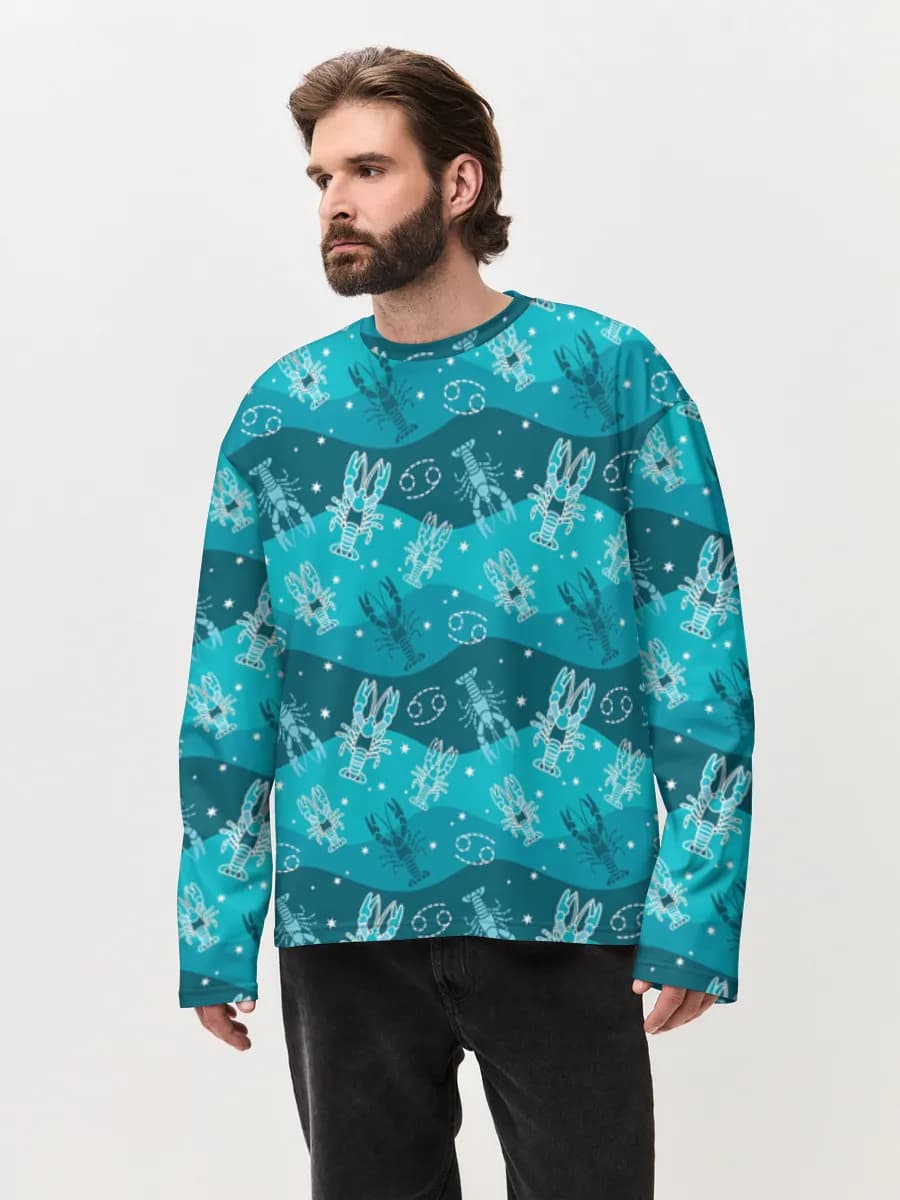 Camiseta de manga larga de algodón extragrande para hombre