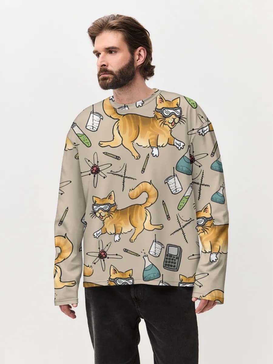 Camiseta de manga larga de algodón extragrande para hombre