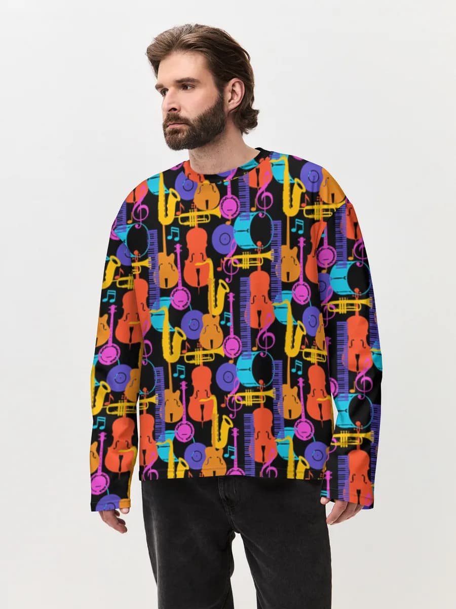 Herren Oversized Baumwoll Langarmshirt