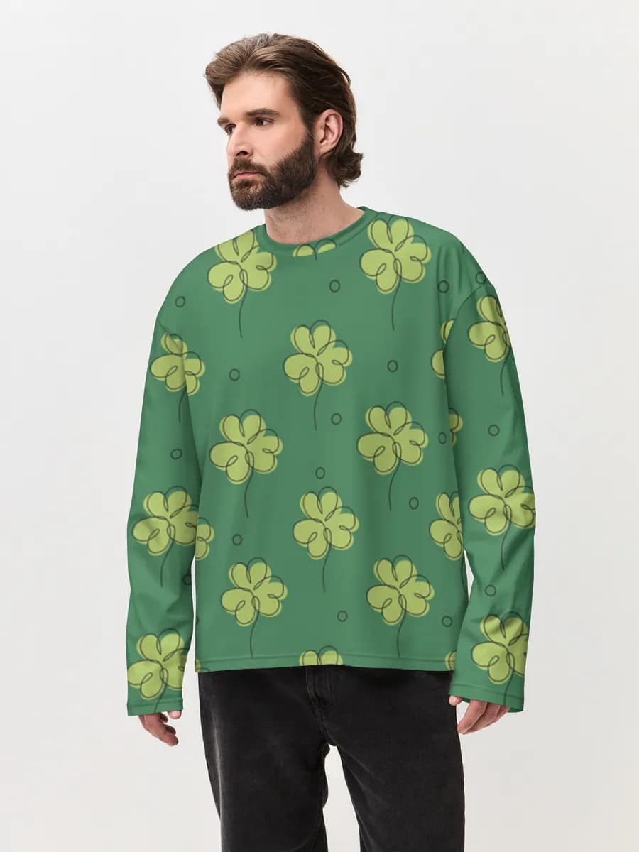Camiseta de manga larga de algodón extragrande para hombre