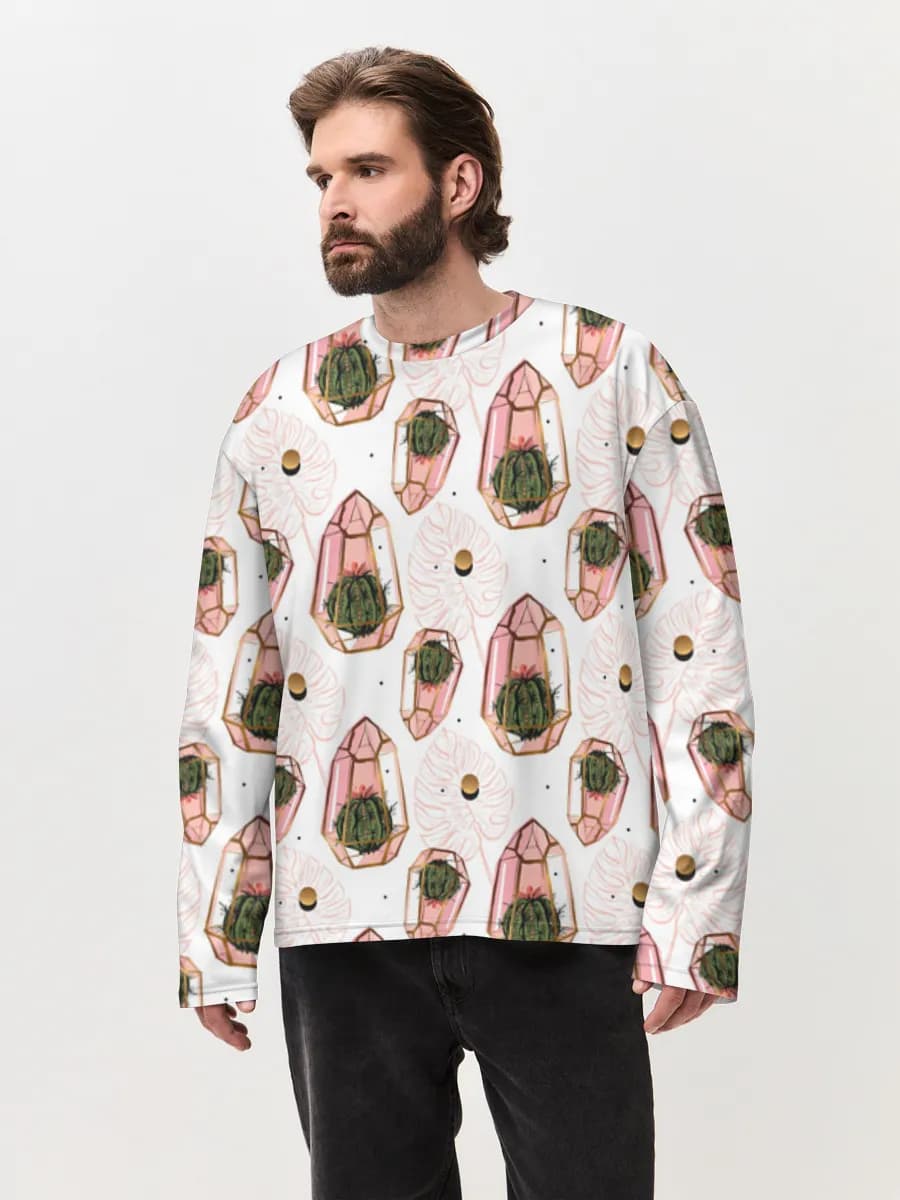 Camiseta de manga larga de algodón extragrande para hombre