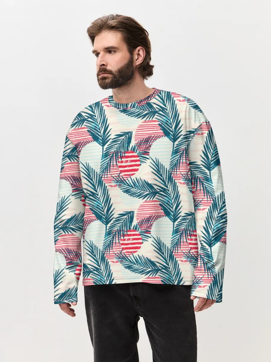 Camiseta de manga larga de algodón extragrande para hombre