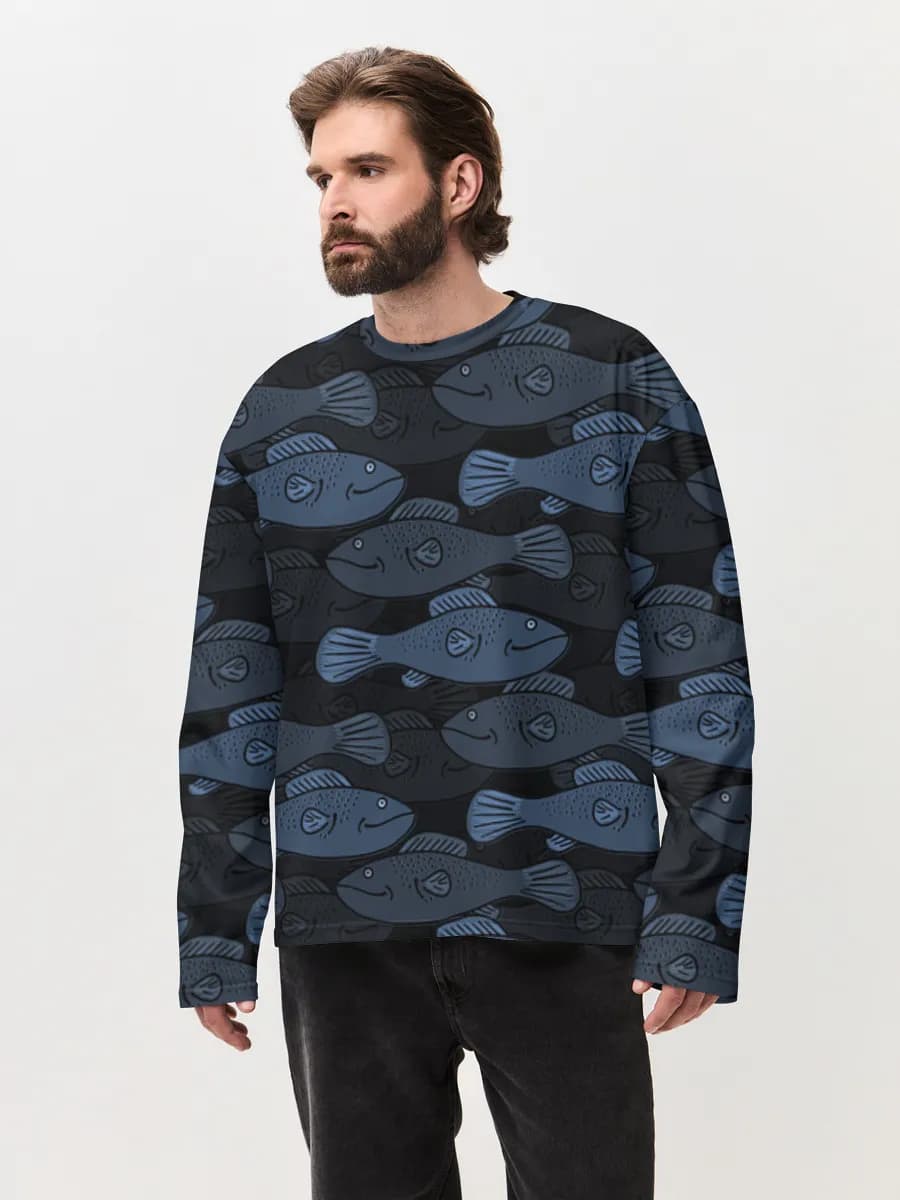 Camiseta de manga larga de algodón extragrande para hombre