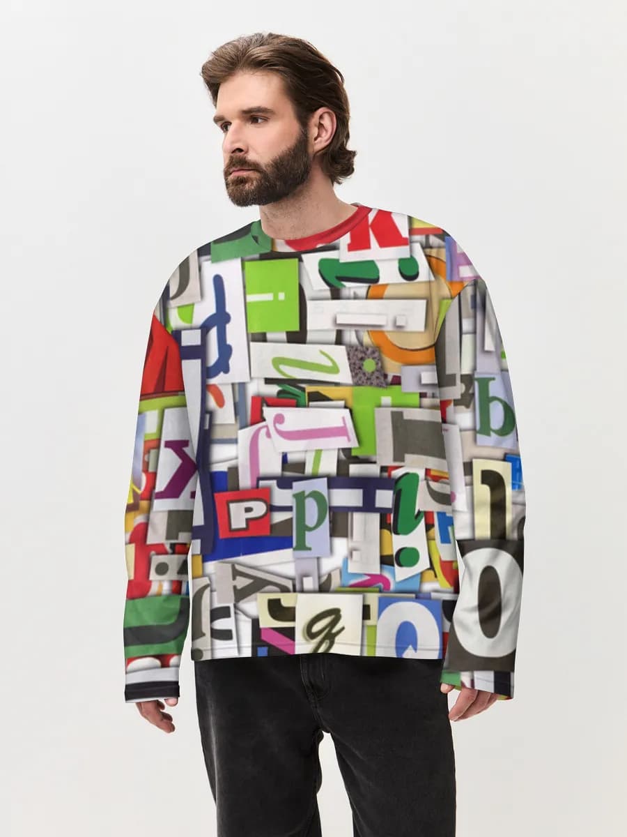 Herren Oversized Baumwoll Langarmshirt
