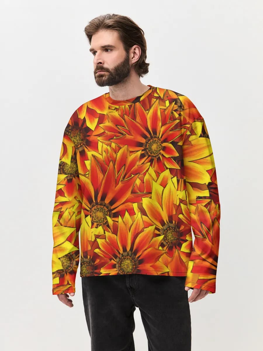 Herren Oversized Baumwoll Langarmshirt