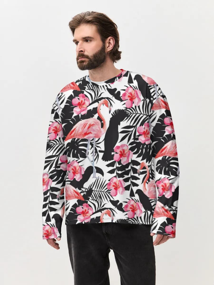 Camiseta de manga larga de algodón extragrande para hombre
