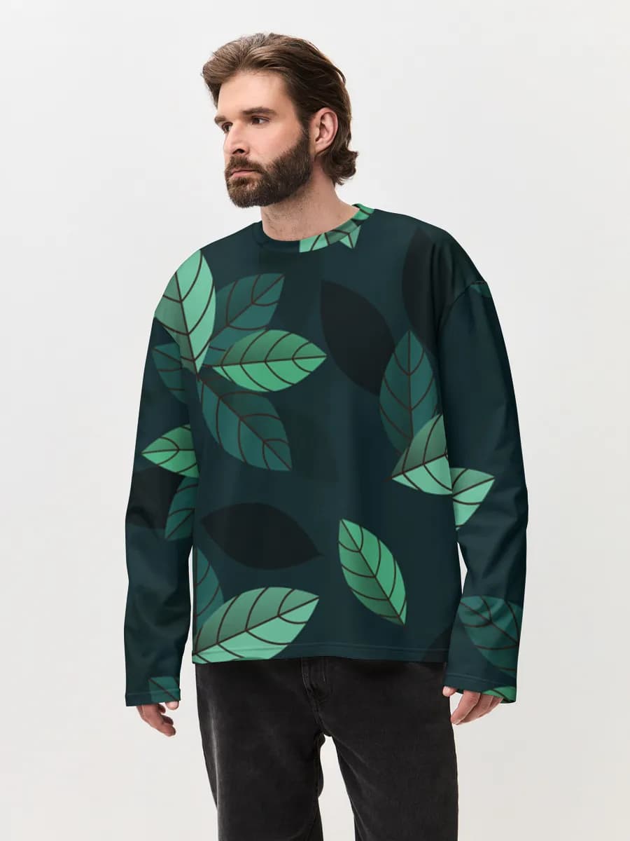 Camiseta de manga larga de algodón extragrande para hombre