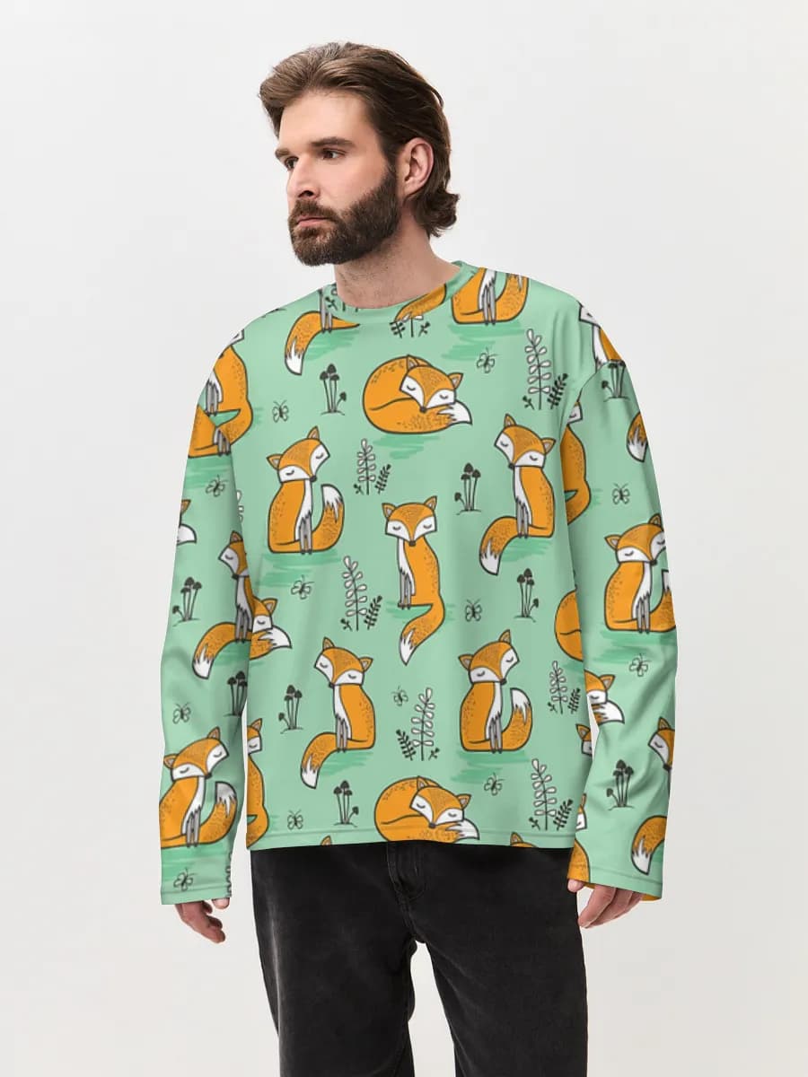 Camiseta de manga larga de algodón extragrande para hombre