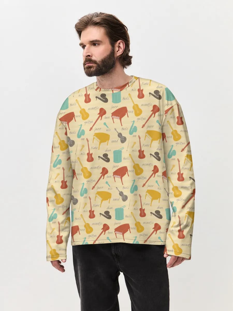 Camiseta de manga larga de algodón extragrande para hombre