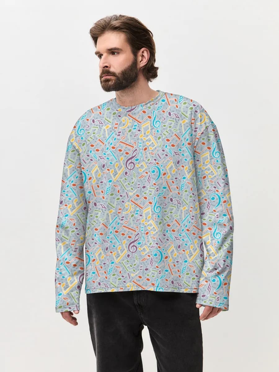 Herren Oversized Baumwoll Langarmshirt