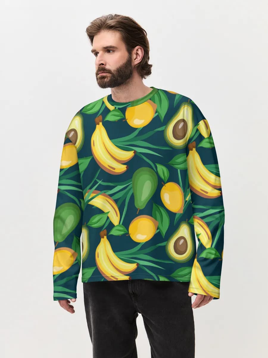 Herren Oversized Baumwoll Langarmshirt