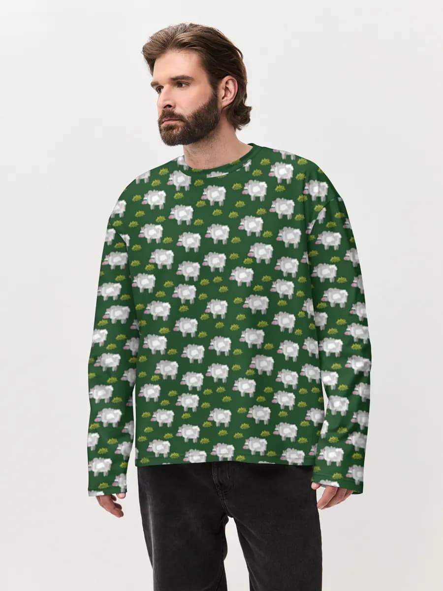 Herren Oversized Baumwoll Langarmshirt