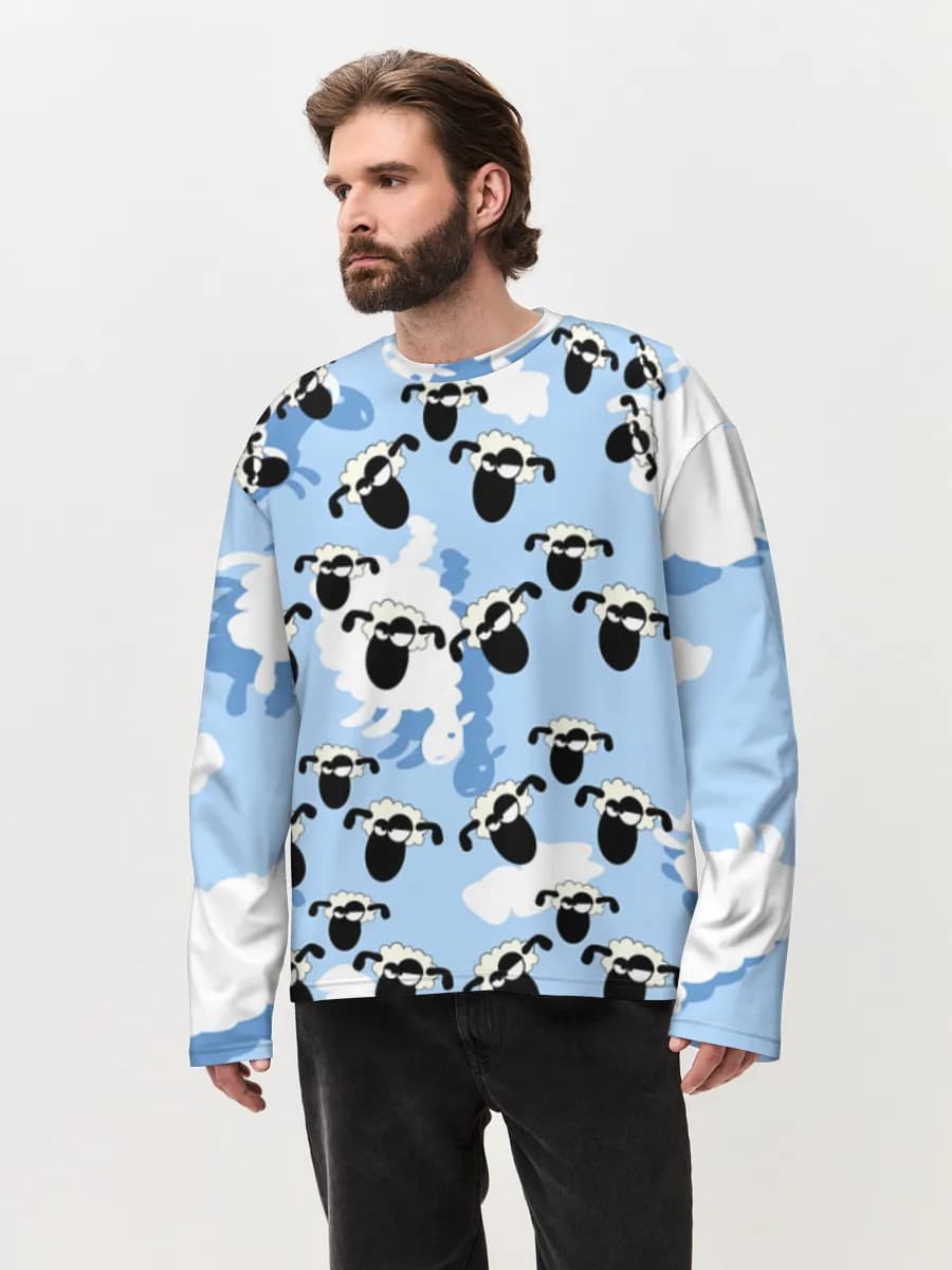 Herren Oversized Baumwoll Langarmshirt