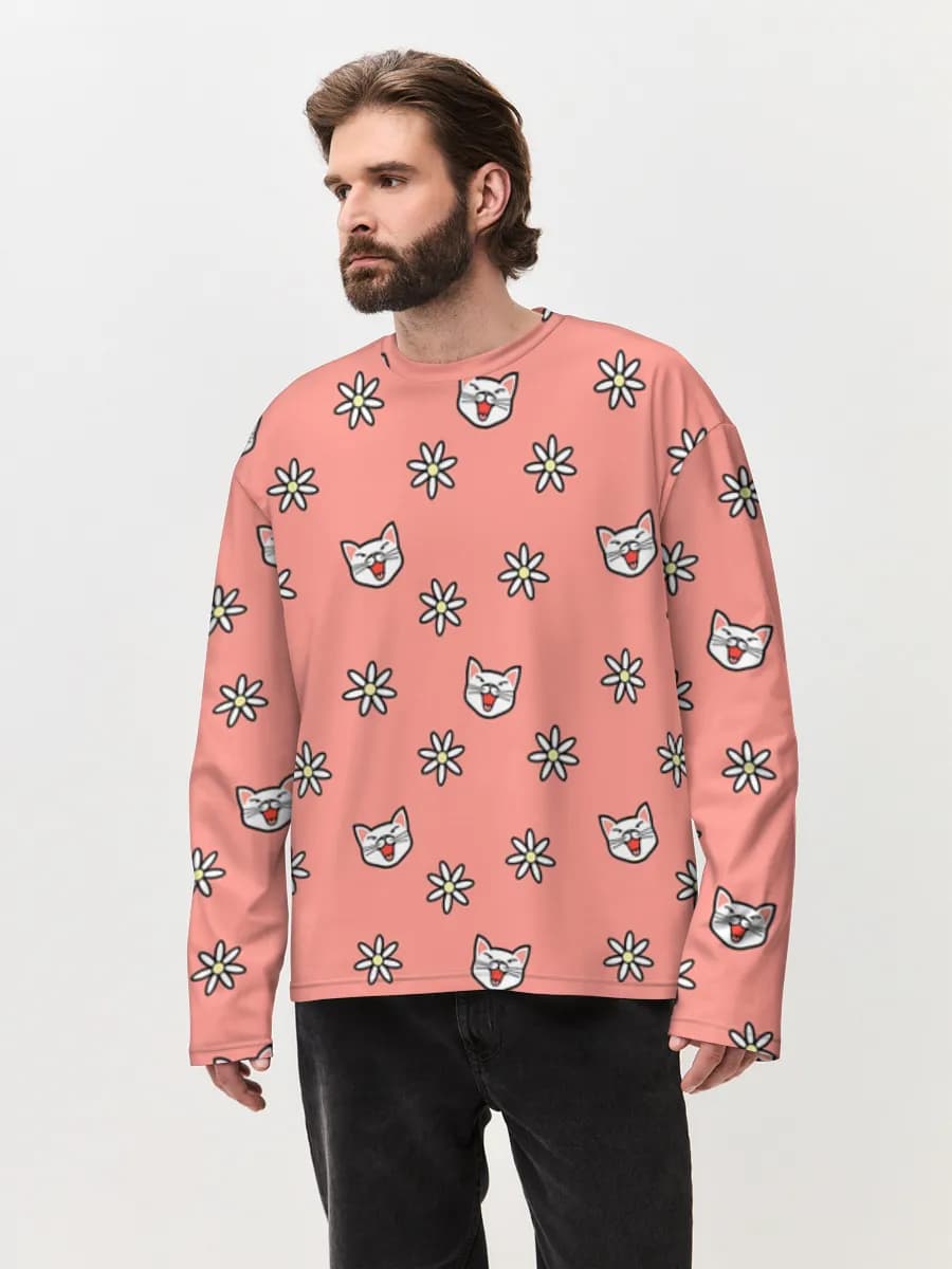 Camiseta de manga larga de algodón extragrande para hombre